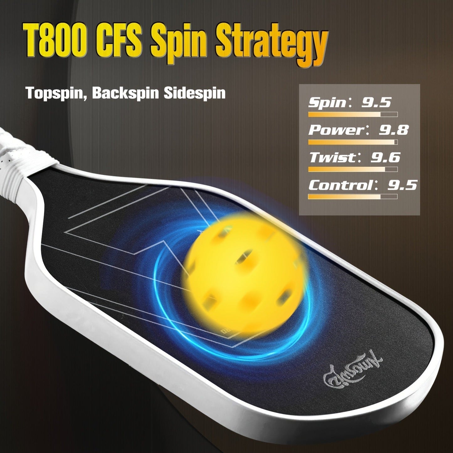 Carbon Fiber Pickleball Paddle T800 16mm Thermoformed – Elongated Pickleball Racket for Spin Power & Control, Upgraded 3-Layer Foam Edge
