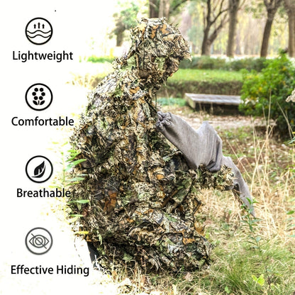3D Leaf Ghillie Suit Lightweight Camouflage Hunting Suit for Men Women – Full Body Camo Outfit for Wildlife Photography, Birdwatching