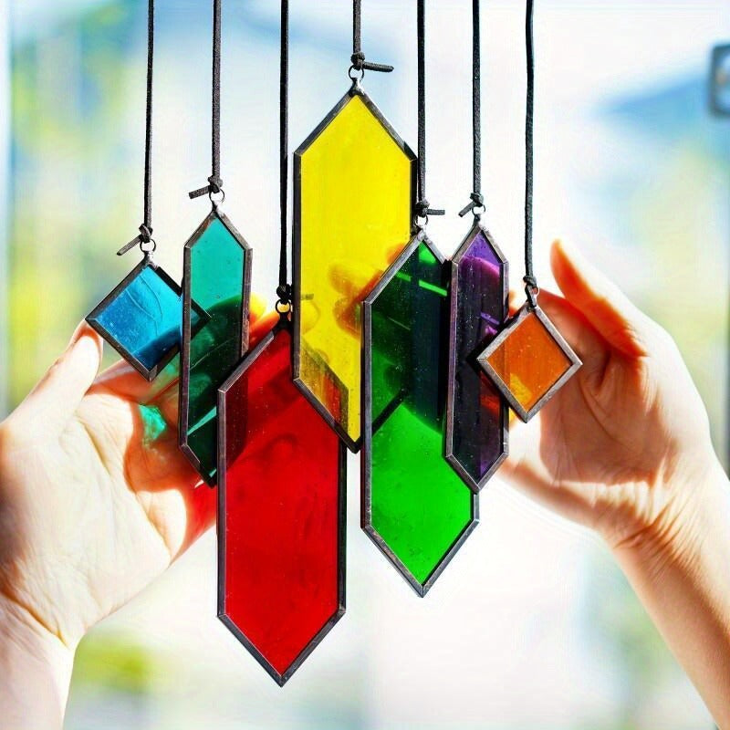 Glass Rainbow Suncatcher Hanging Ornament – Crystal Prism Window Sun Catcher for Garden, Patio & Home Decor