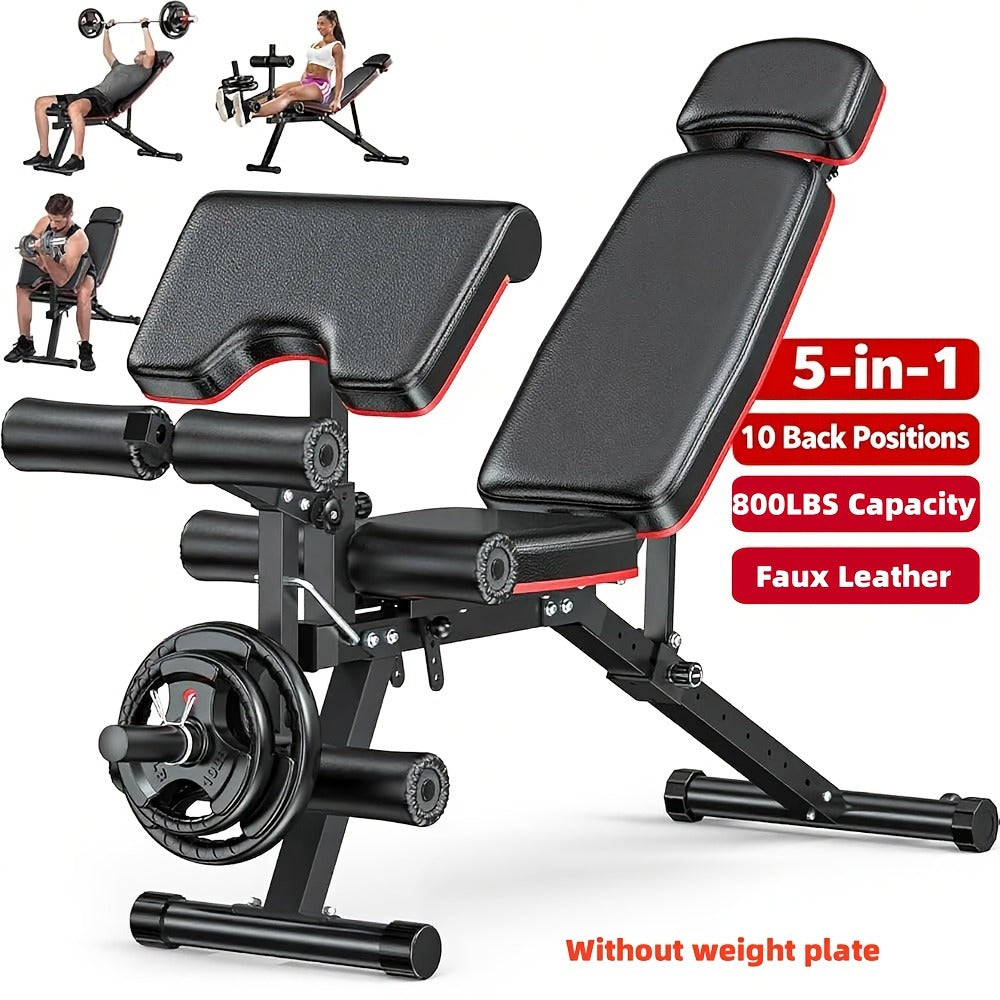 Adjustable Weight Bench 6-in-1 Foldable – Flat Incline Decline, Resistance Bands, Preacher Curl & Leg Developer, 770lb Capacity