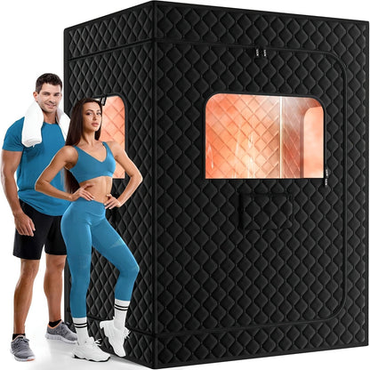 Double Person Sauna Tent 71x49x36in Extra Large 2-Person Steam Sauna Box for Home with 2 Steamers