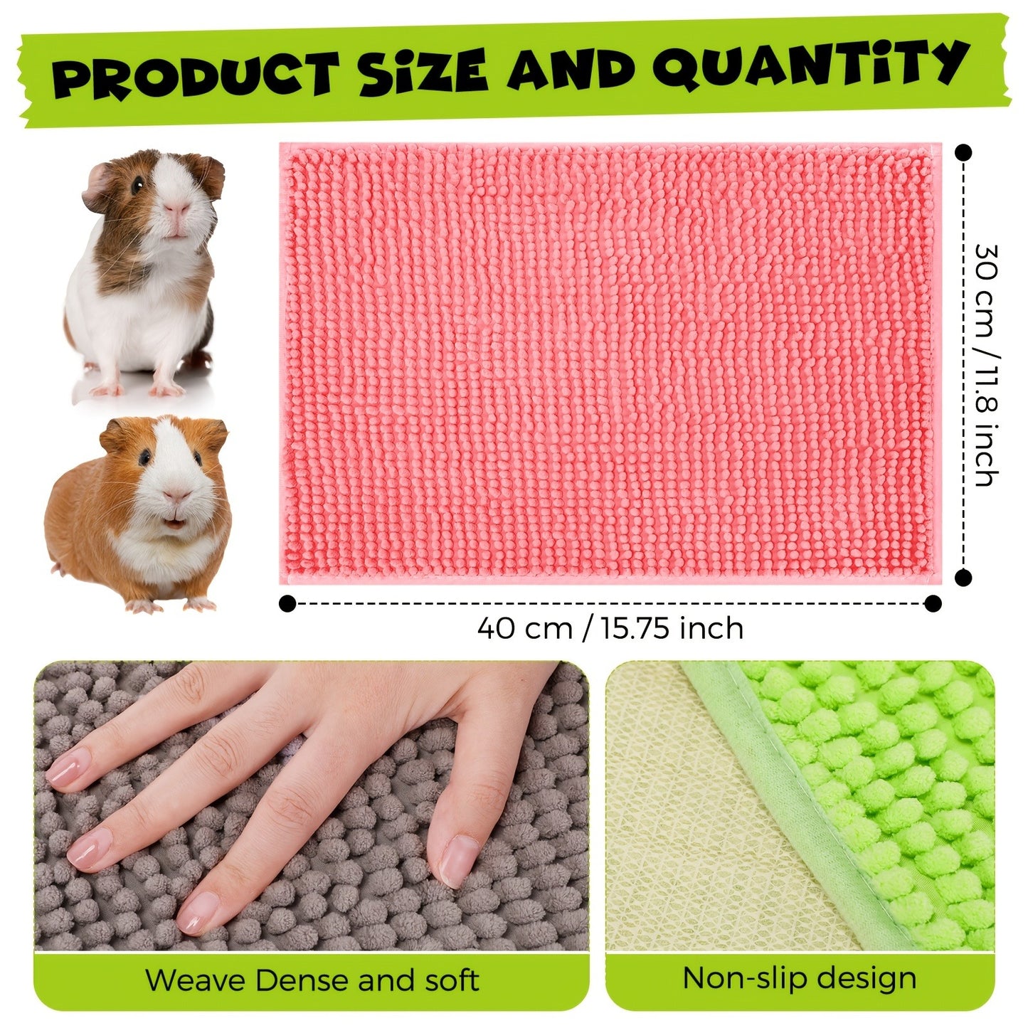 Guinea Pig Cage Liner 8 Pack Reusable Washable Bedding Mat 16x12 Inch, Absorbent Small Animal Cage Pad for Guinea Pig Rabbit Hamster