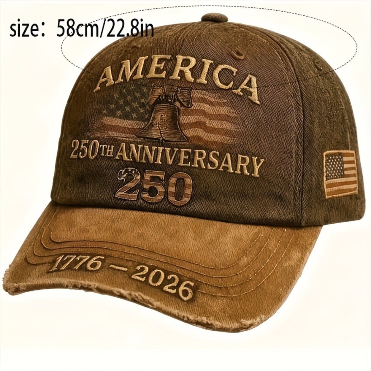 250th Anniversary Patriotic Baseball Cap USA Embroidered – Adjustable Vintage American Flag Hat for Men Women, Unisex Independence Day Gift