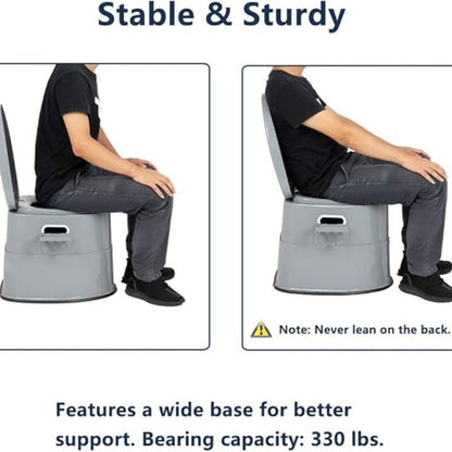 Extra Large Portable Toilet for Adults – Indoor Outdoor Commode with Detachable Inner Bucket & Removable Paper Holder