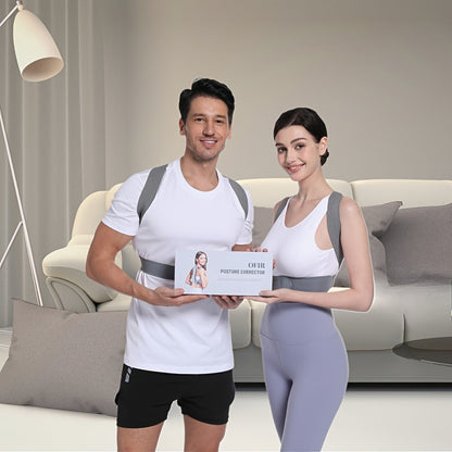 Grey Adjustable Posture Brace with Shoulder Straps and S, M, L or XL Size Options for Daily Routines