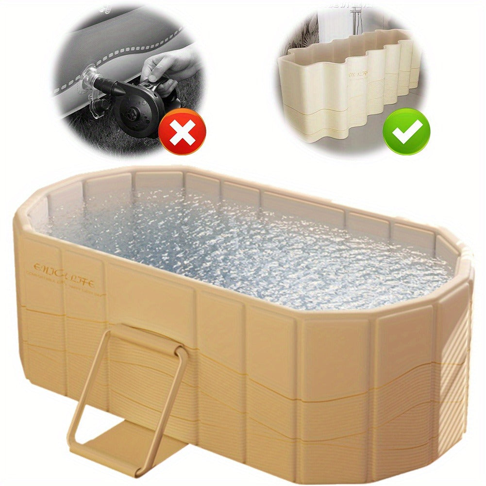 Foldable Portable Hot Tub & Ice Bath Soaking Tub, Large Freestanding Bathtub, Dual Drainage, Home & Outdoor Cold Plunge Tub