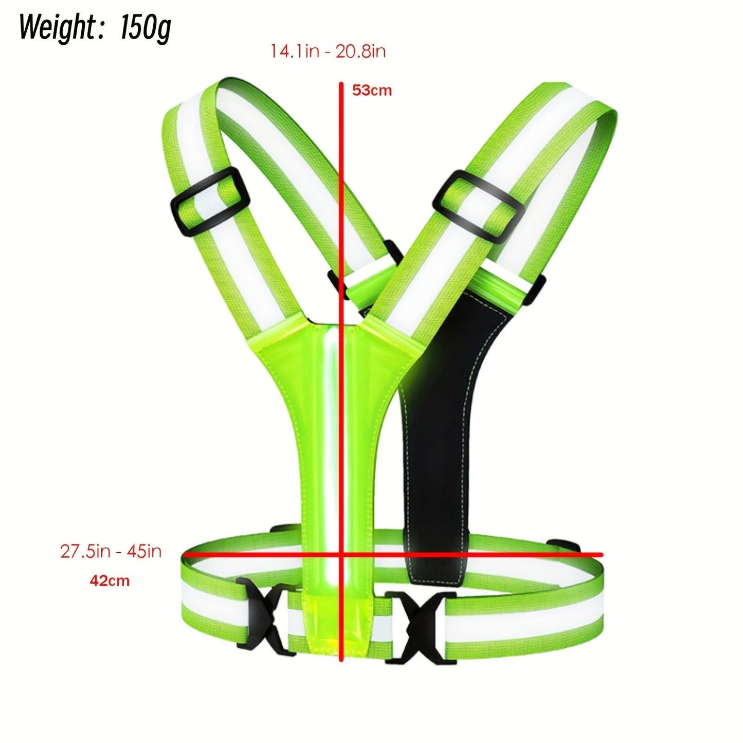 Reflective Running Vest with 3 LED Lighting Modes – High Visibility Safety Vest for Night Running, Walking & Cycling