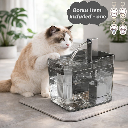 Pet Water Fountain Automatic 4-Stage Filtration – Ultra-Quiet USB Powered Circulating Fresh Water Dispenser with Visible Water Level Window
