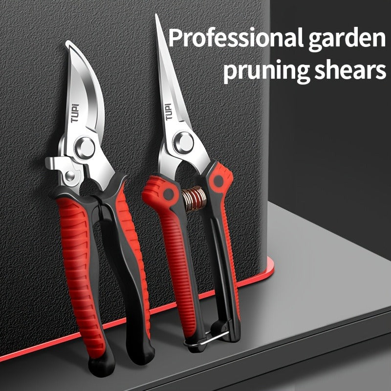 Bypass Pruning Shears 2-Pack – Ambidextrous High-Carbon Steel Fruit Scissors for Left & Right Hand, Garden Trimming Shears