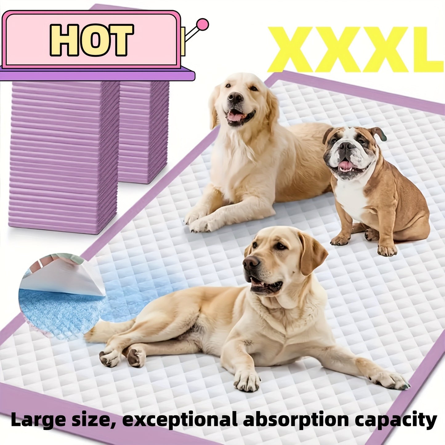 Puppy Pee Pads 100 Count – 6-Layer Super Absorbent Dog Training Pads, Leak-Proof Tear-Resistant Odor Control
