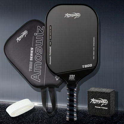 Carbon Fiber Pickleball Paddle T800 Thermoformed – 16mm Double Foam EVA Core, Elongated Racket for Spin, Power & Control