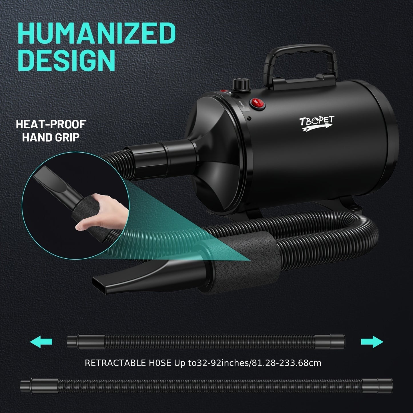 Dog Hair Dryer 3800W High Power – Professional Pet Grooming Blow Dryer with Adjustable Speed & Temperature Control