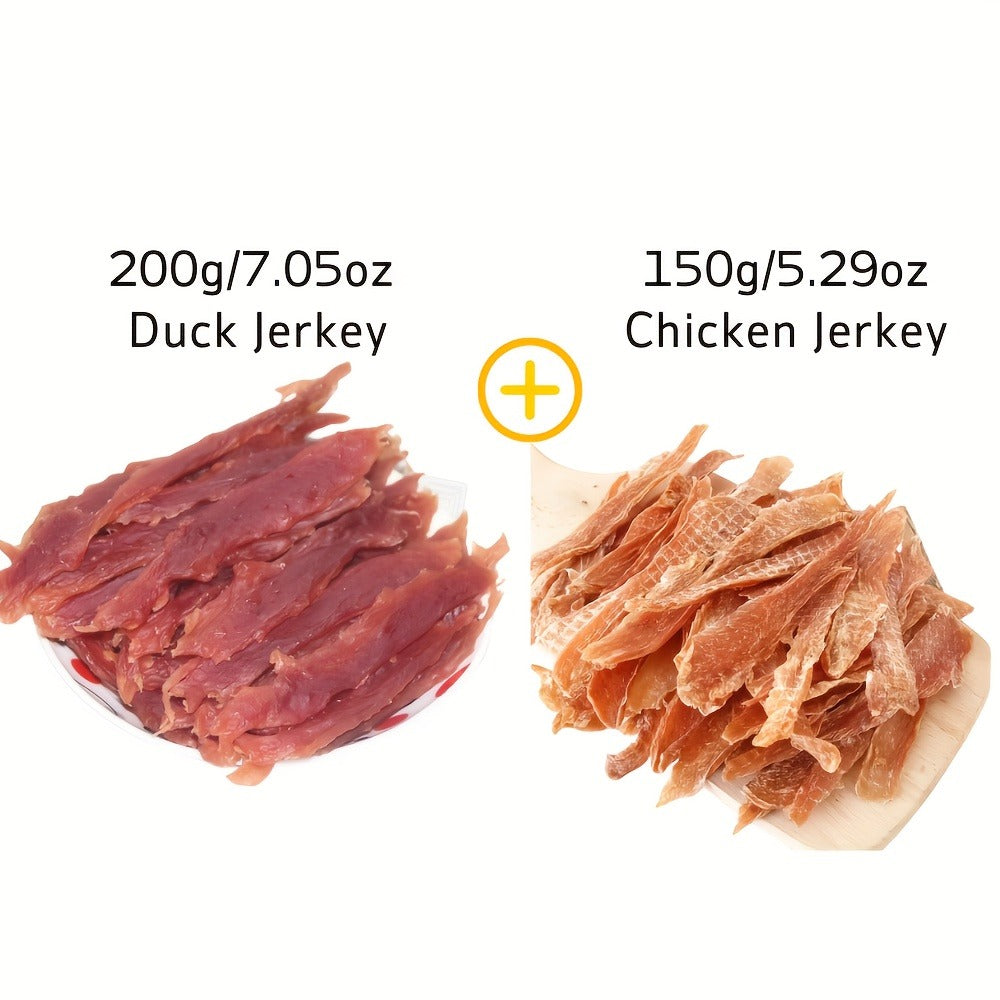Dog Jerky Treats 400g Mixed Flavor Pack – Chicken & Duck Jerky, High Protein Low Fat, Long Lasting Chews, Digestible Training Reward Snacks