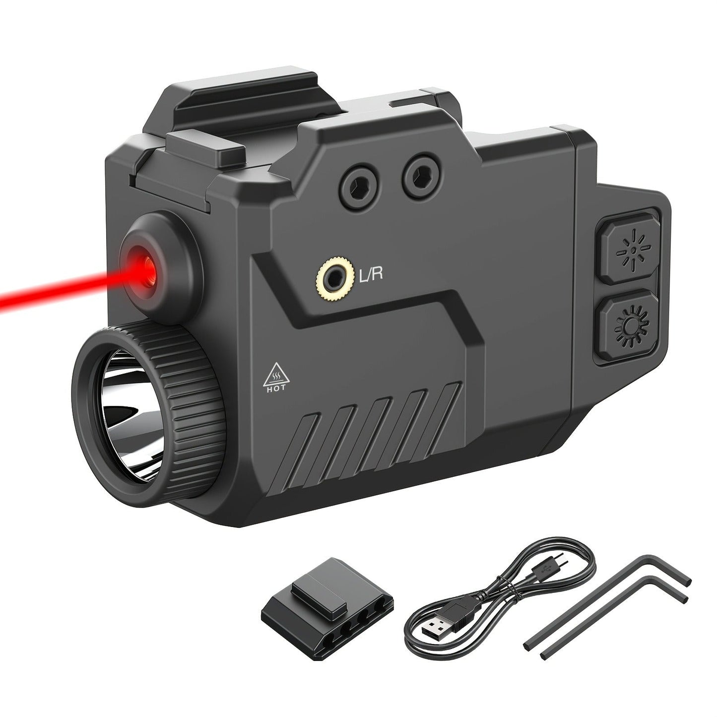 Tactical Flashlight with Laser Sight – 750 Lumen Pistol Light, Red/Green/Blue Laser, Strobe & Memory Mode