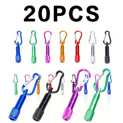 Flashlight 20-Piece Mini LED Keychain Set with Aluminum Bodies and Multicolor Carabiner Clips