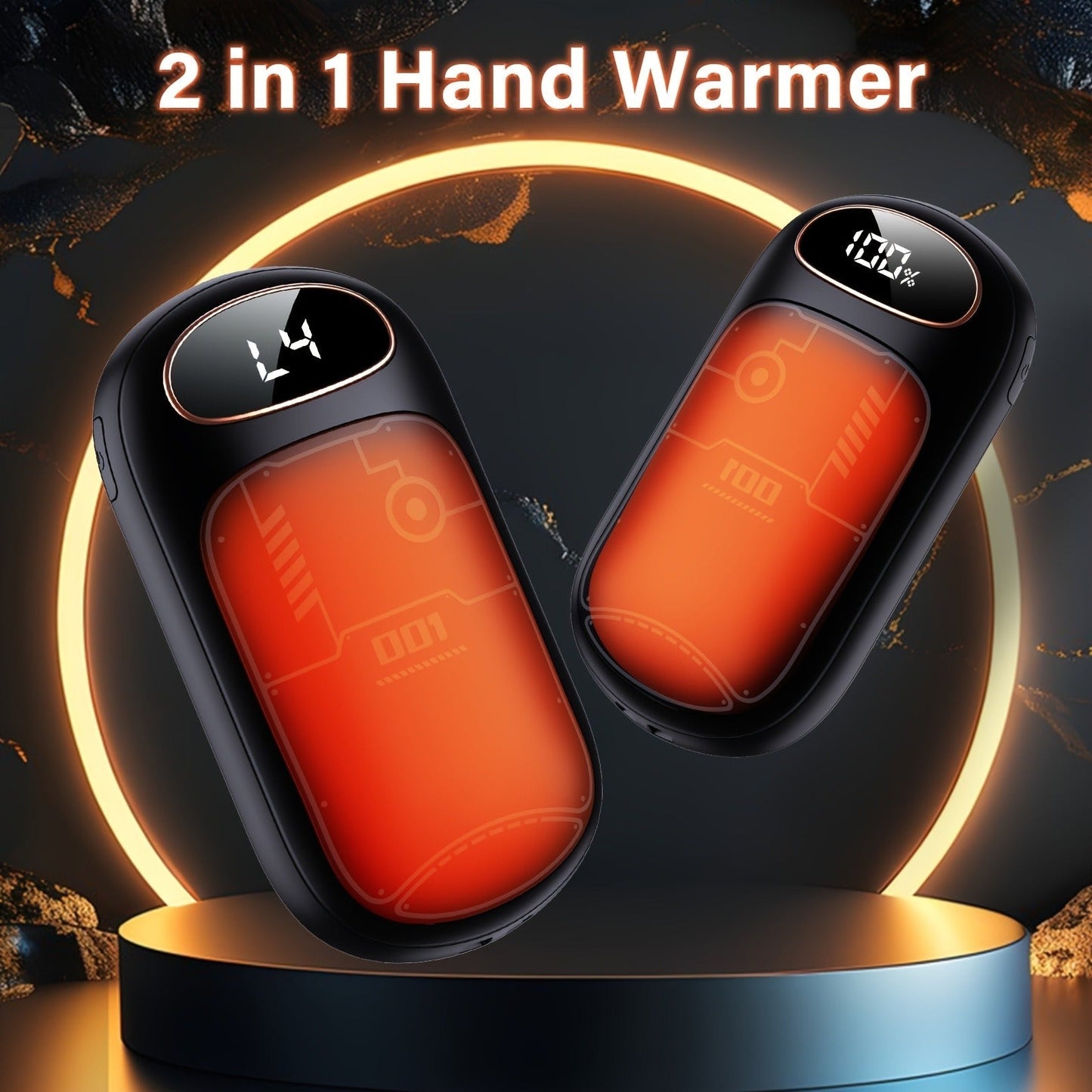 Rechargeable Hand Warmers 2-Pack – 2-in-1 Electric Hand Warmer & Power Bank with LED Display, Heats Up to 131°F, USB-C Fast Charge