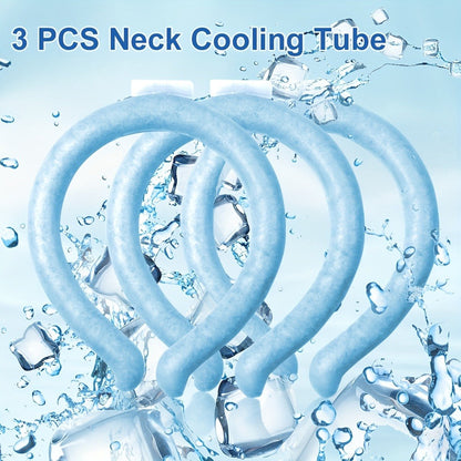 Cooling Neck Ring 3-Pack – Wearable Ice Gel Tube Wrap for Hot Weather, Outdoor Sports, Heat Relief & Hot Flashes, Freezes at 28°C