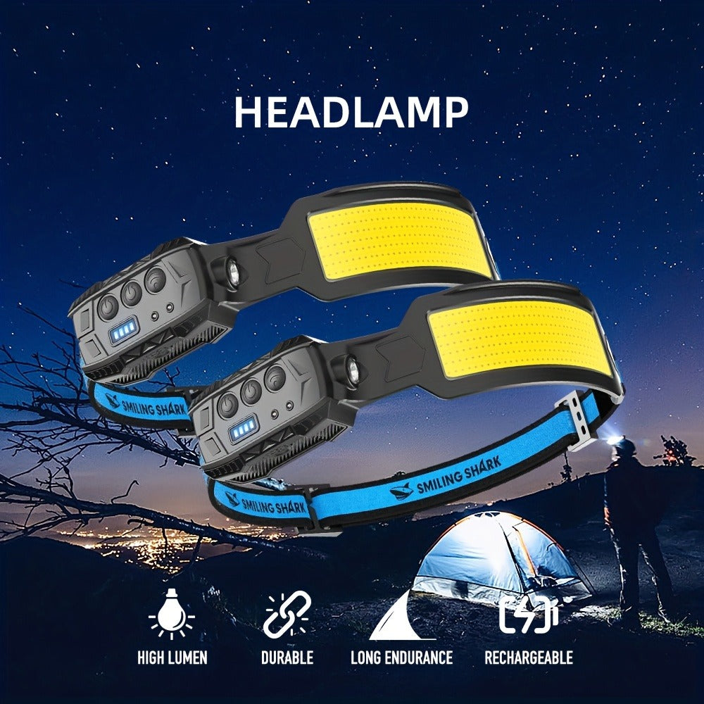 Two-Pack Rechargeable Headlamps with 720-Lumen Label, 270° Beam, Six Modes and Motion Sensor