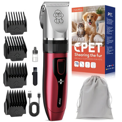 Pet Hair Clipper Cordless Adjustable Comb – Silent Low Noise Rechargeable Electric Dog Cat Grooming Scissors Set, Multiple Style Options