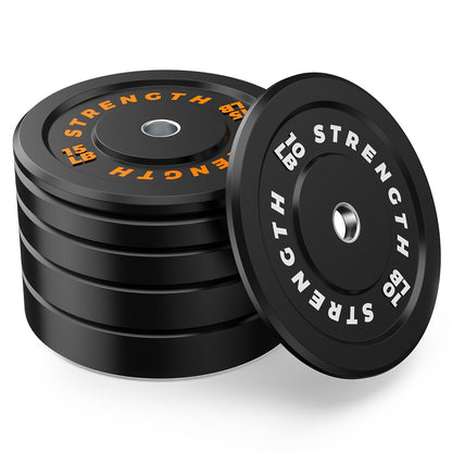 Black Olympic-Style Weight Plates with Colored Weight Markings in 10, 15, 25, 35 or 45 lb Options