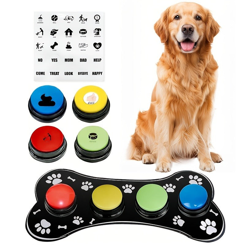 Dog Communication Buttons for Talking – Pet Training Buttons with Mat, Recordable Dog Talking Button Set, Durable Easy-Clean