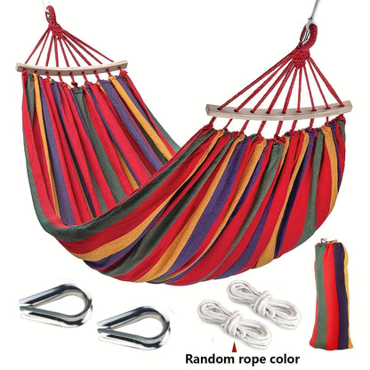 Woven Nylon-Style Hammock, 110 x 59 Inches with Two 118-Inch Ropes, Two D-Shaped Connectors and Carry Bag