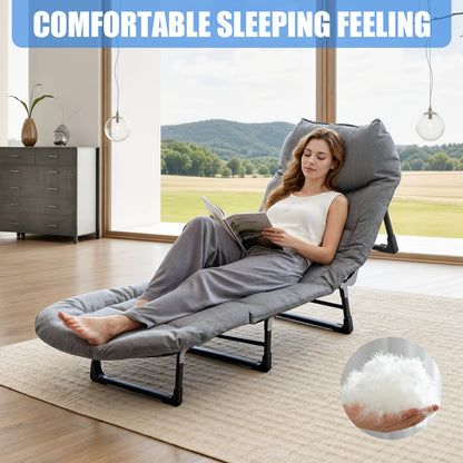 Portable Folding Camping Bed Heavy Duty 400 500 600 LBS Capacity Upgraded Cushion Outdoor Foldable Cot with Flip Mattress Carry Bag