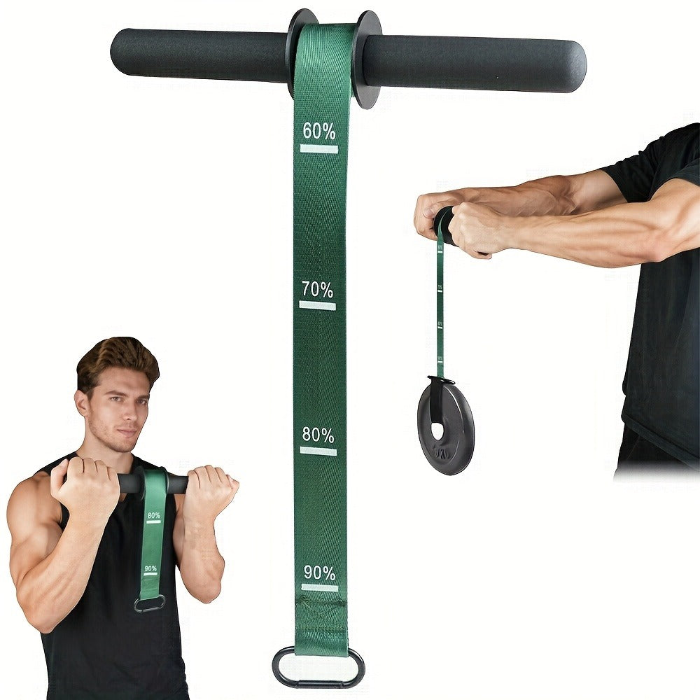 Fitness Equipment Black Wrist Roller Bar with Foam Grips Hanging Strap and Carabiner Attachment