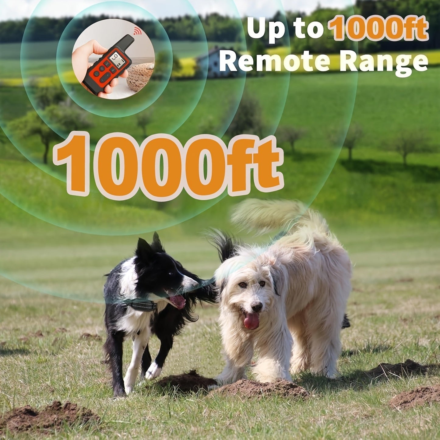 Bark Control Collar with Remote 9-Level Adjustable – Rechargeable Dog Training Collar with Sound, Vibration & Shock Modes