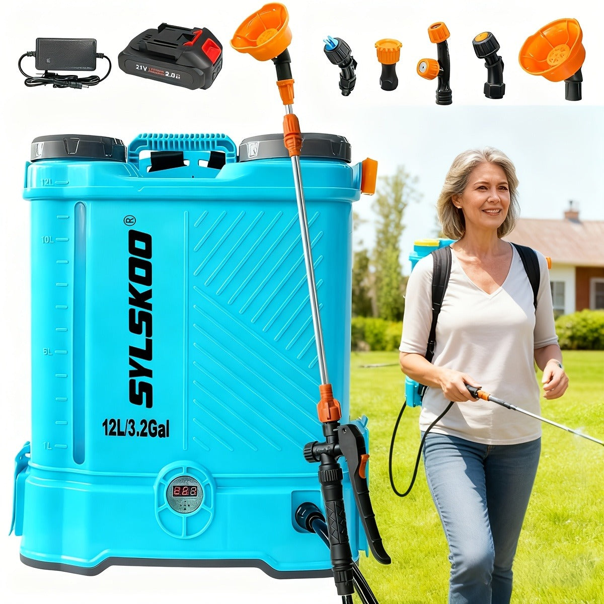 Battery Powered Backpack Sprayer 3.2 Gallon 0-80 PSI Adjustable Electric with the Listed Color, Size or Set Options for Everyday Carry