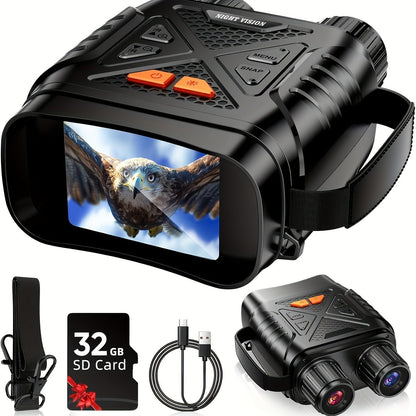 Black Digital Night Vision Binoculars without Memory Card, 2.8-Inch Screen, 10X Digital Zoom and Seven IR Levels