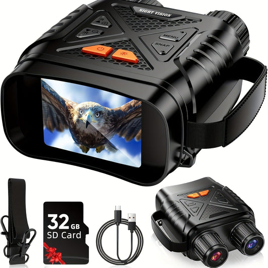 Black Digital Night Vision Binoculars without Memory Card, 2.8-Inch Screen, 10X Digital Zoom and Seven IR Levels