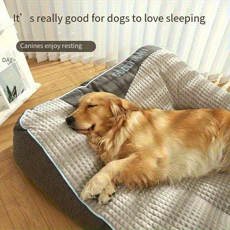 Thickened Dog Bed for Winter Warmth – Soft Polyester Fiber Fill, Collapse-Resistant, Machine Washable Cat & Dog Bed for Large Breeds