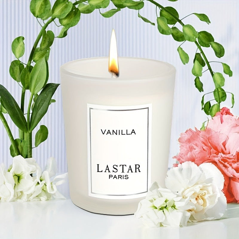 Vanilla Scented Soy Wax Candle in Frosted Glass Jar 70g - Single Wick Smokeless Clean Burn for Everyday Face, Beard and Body Grooming