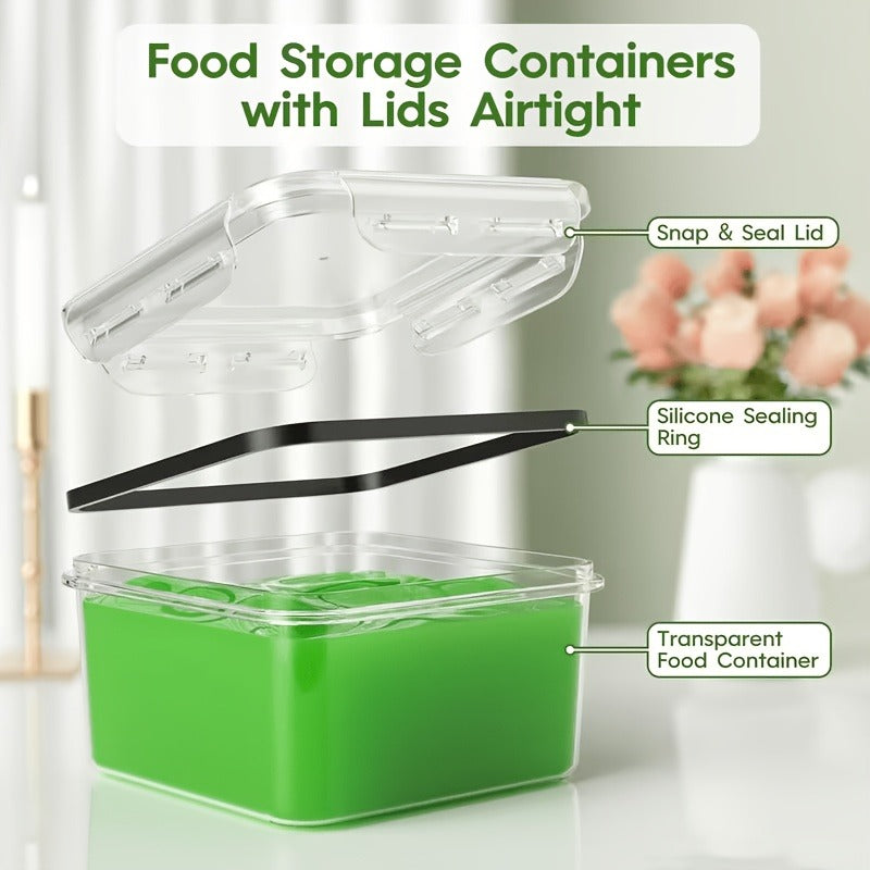 Food Storage Containers with Lids, Set with 12, 20 or 24 Clear Boxes, Locking Lids and Microwave, Dishwasher and Freezer Use