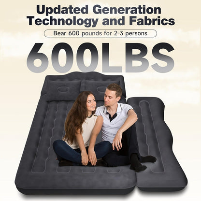 Back-Seat Car Inflatable Mattress with Two Pillows, Air Pump and Carry Bag in Black or Dark Blue