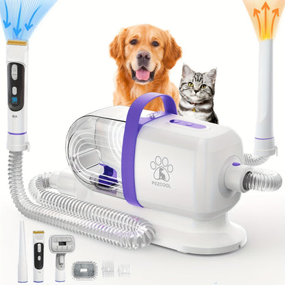 Dog Grooming Vacuum 8-in-1 & 9-in-1 with Dryer Function – 2.2L Large Cup, Low Noise Pet Grooming Vacuum for Shedding, 6 Grooming Tools