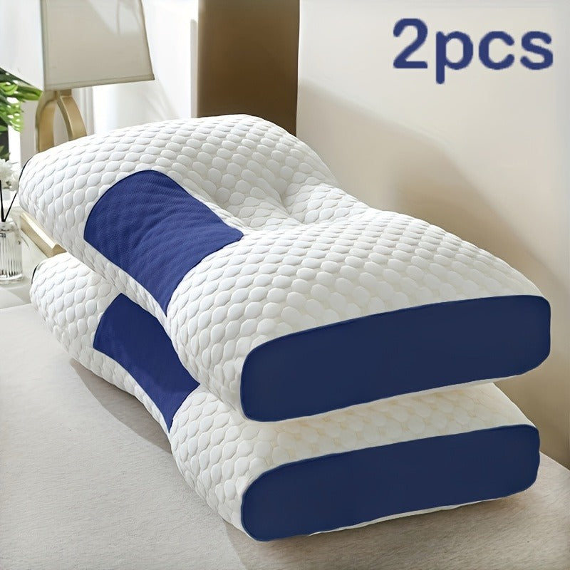 Two-Pillow Contoured Neck Pillow Set in Gray or Blue with 60 x 40 cm Pictured Size and Pillowcase-Only Option