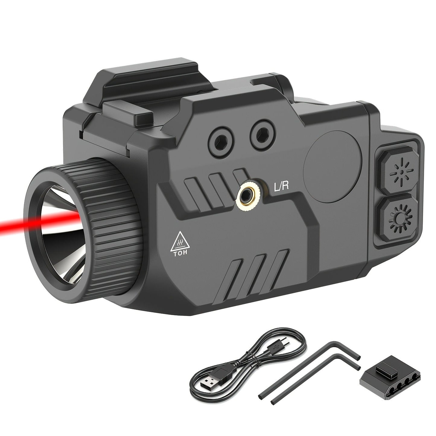 Handgun Light & Laser Combo – 750 Lumen Rechargeable Pistol Flashlight with Red/Green/Blue Laser Sight, Strobe Function