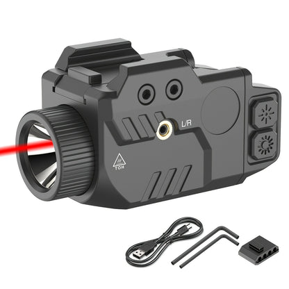 Handgun Light & Laser Combo – 750 Lumen Rechargeable Pistol Flashlight with Red/Green/Blue Laser Sight, Strobe Function