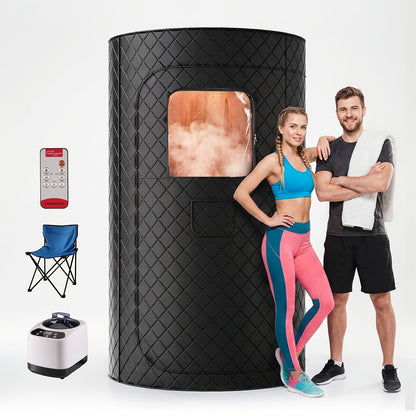 Home Steam Sauna Tent 1200W Personal Spa Box with 10-Min Fast Heating, 9 Heat Levels, 101oz Steamer