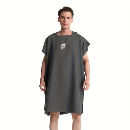 Quick-Dry Surf Poncho Towel Robe – Microfiber Beach Wrap with Shark Graphic, Super Absorbent Changing Robe for Swimming, Surfing & Travel