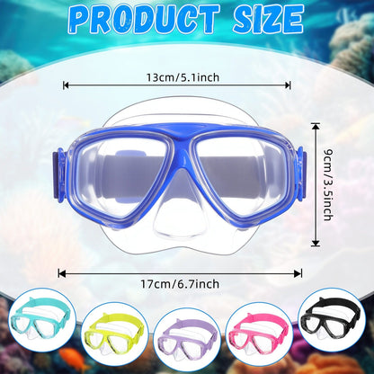 Six-Pack Nose-Cover Swimming Masks with 6.7-Inch Frames, Adjustable Elastic Straps and Mixed Color Assortment