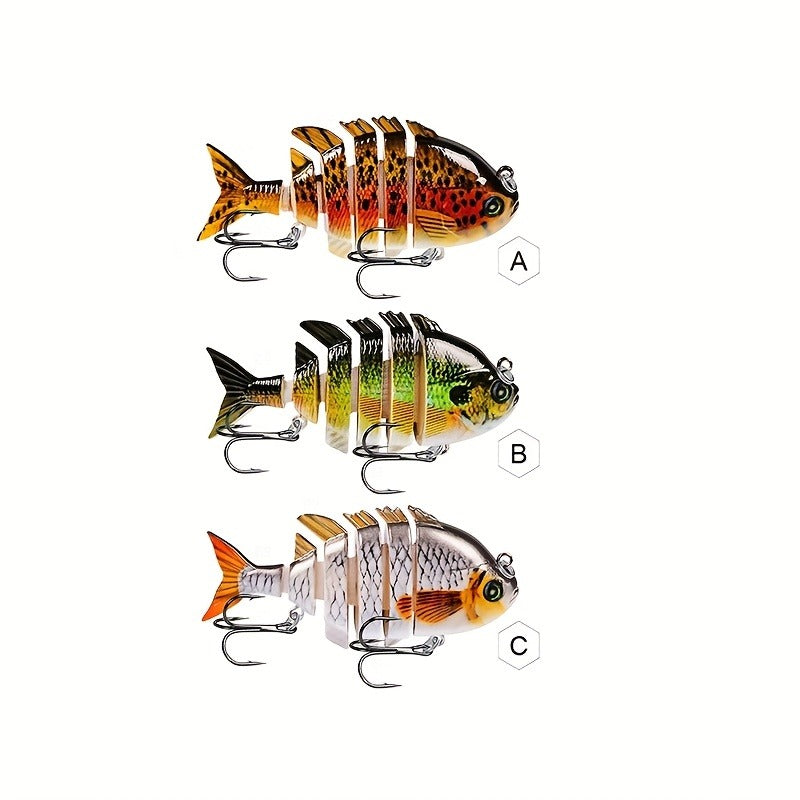 Fishing Lure Set 3pcs Realistic 6-Section Swimbait – Multi-Jointed Hard Bait for Bass, Trout, Pike & Freshwater Fish | Lifelike Swimming