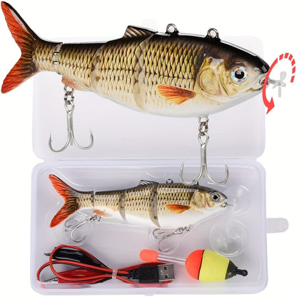 Electric Robotic Swimbait with USB Rechargeable LED Light – Multi-Jointed Wobbler Swimming Fishing Bait, Realistic Robot Fish Lure for Bass