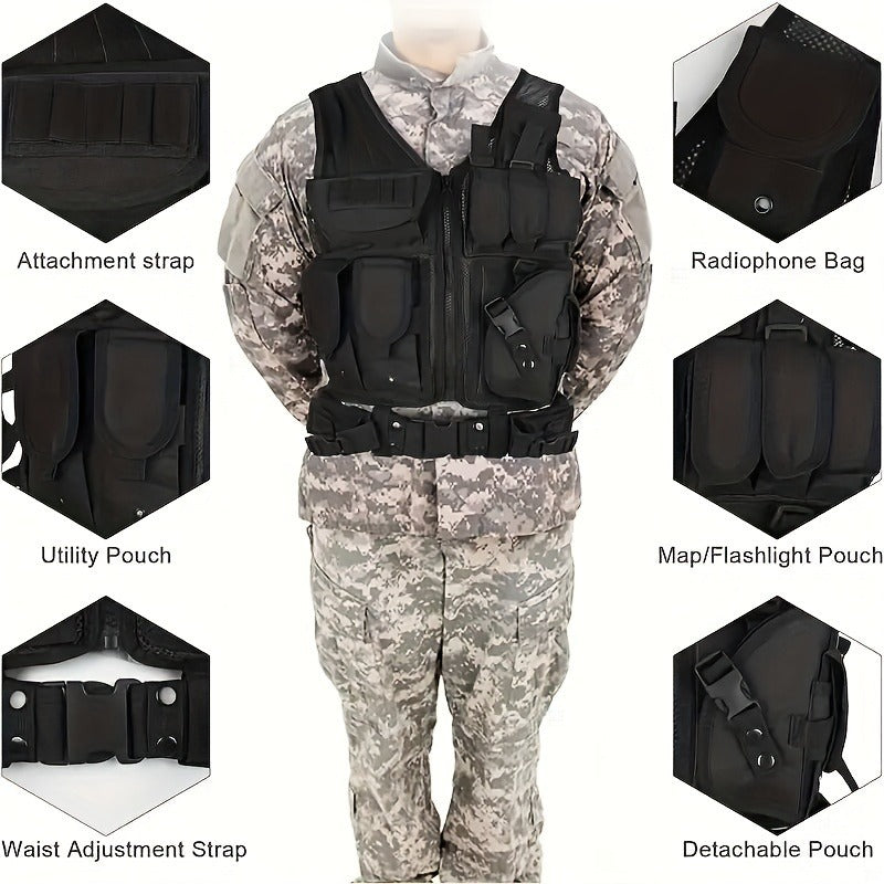 Tactical Fishing Vest with Quick Release – Lightweight Breathable Multi-Pocket Outdoor Vest for Men Camping Hiking Hunting Training