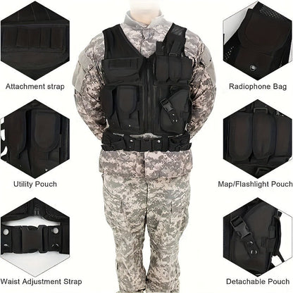 Tactical Fishing Vest with Quick Release – Lightweight Breathable Multi-Pocket Outdoor Vest for Men Camping Hiking Hunting Training