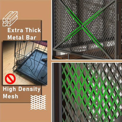 Dog Crate Furniture 43 Inch Corner Indoor Kennel, Heavy Duty Engineered Wood Dog Cage with Side Door for Large Medium Breeds