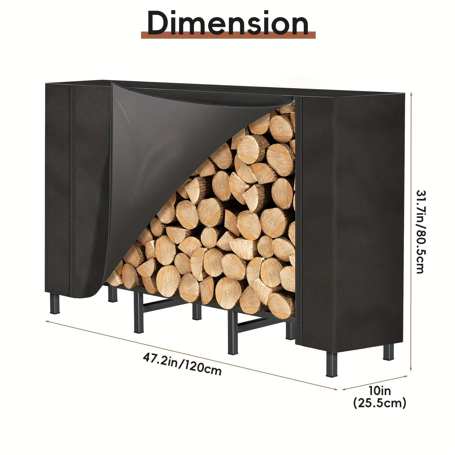 Firewood Rack Heavy Duty Adjustable – Outdoor & Indoor Log Holder with Cover, A-Frame Steel Wood Storage Stand for Fireplace, Patio, Cabin