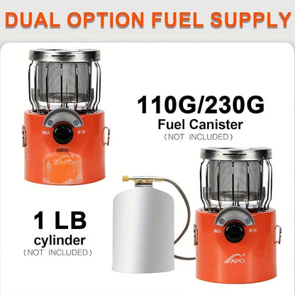 Portable Propane Camping Heater Stove 2-in-1 with Temperature Control, Compact Outdoor Cooking & Heating Unit